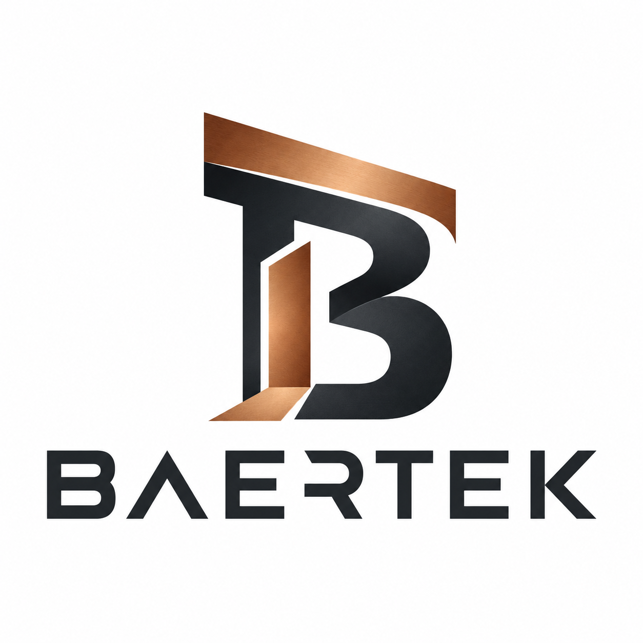 Original BAERTEK logo with copper and anthracite BT monogram